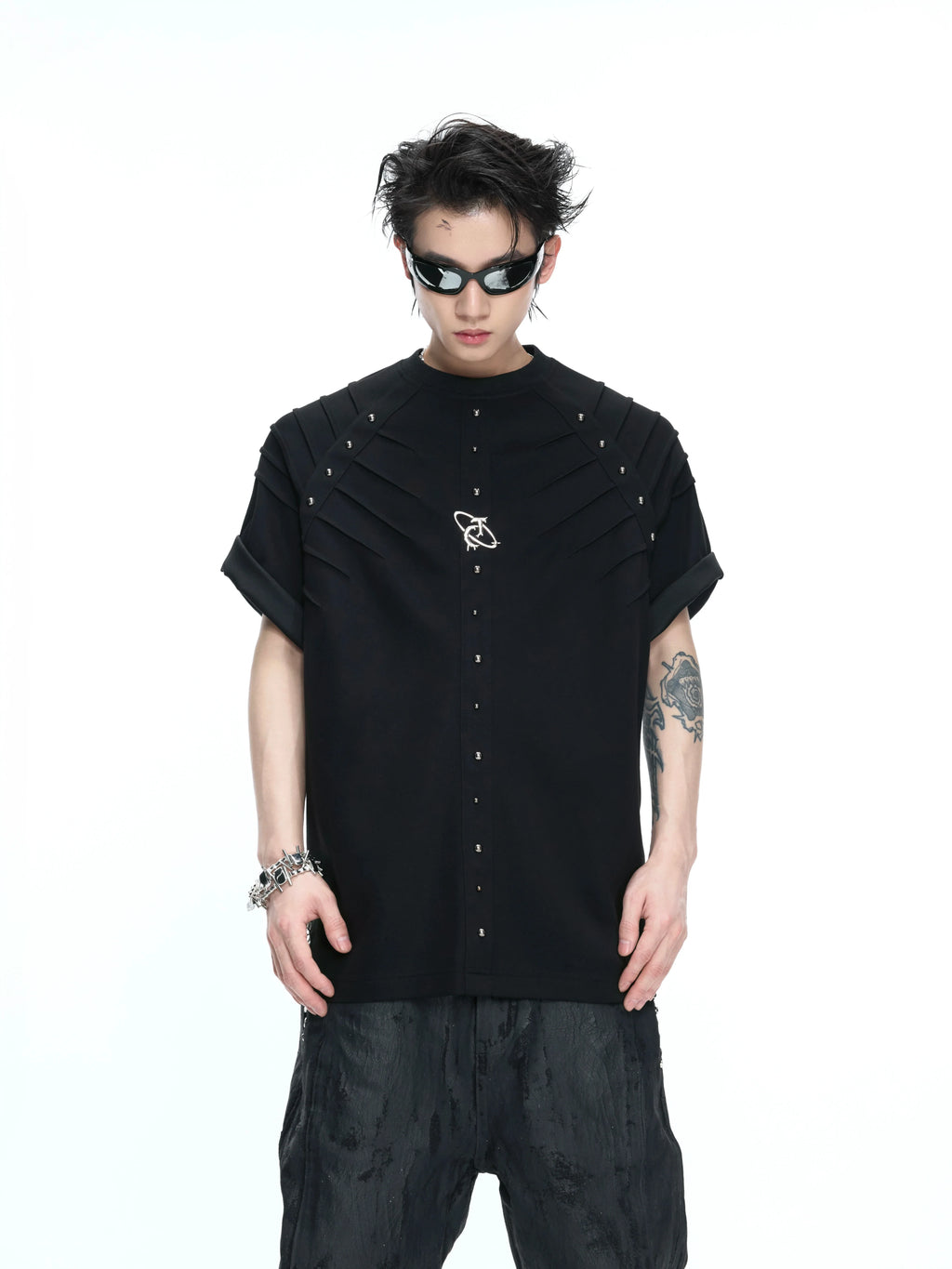 【26s Apr.】Studded Pleated Spine Structure Tee