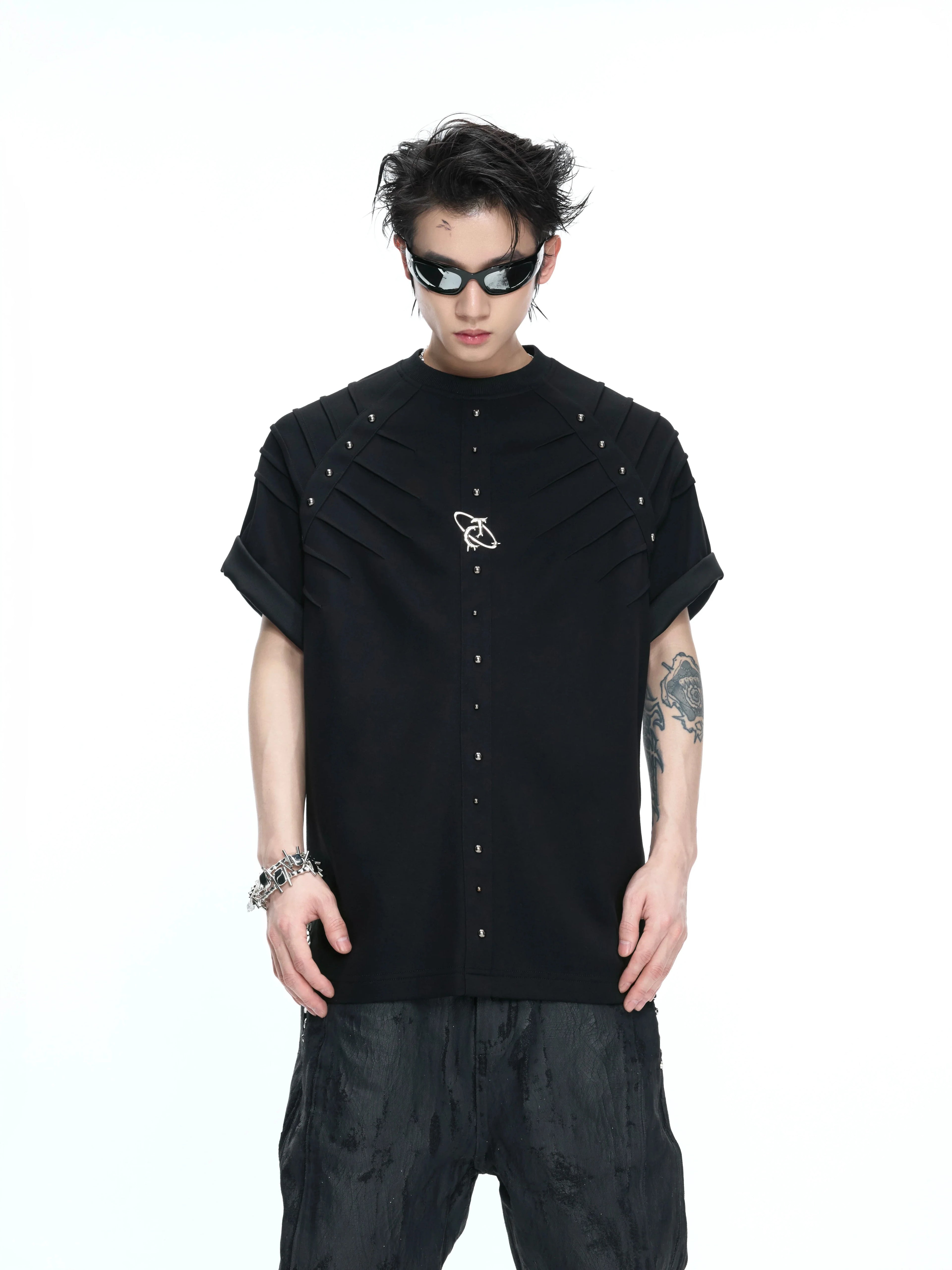 【26s Apr.】Studded Pleated Spine Structure Tee