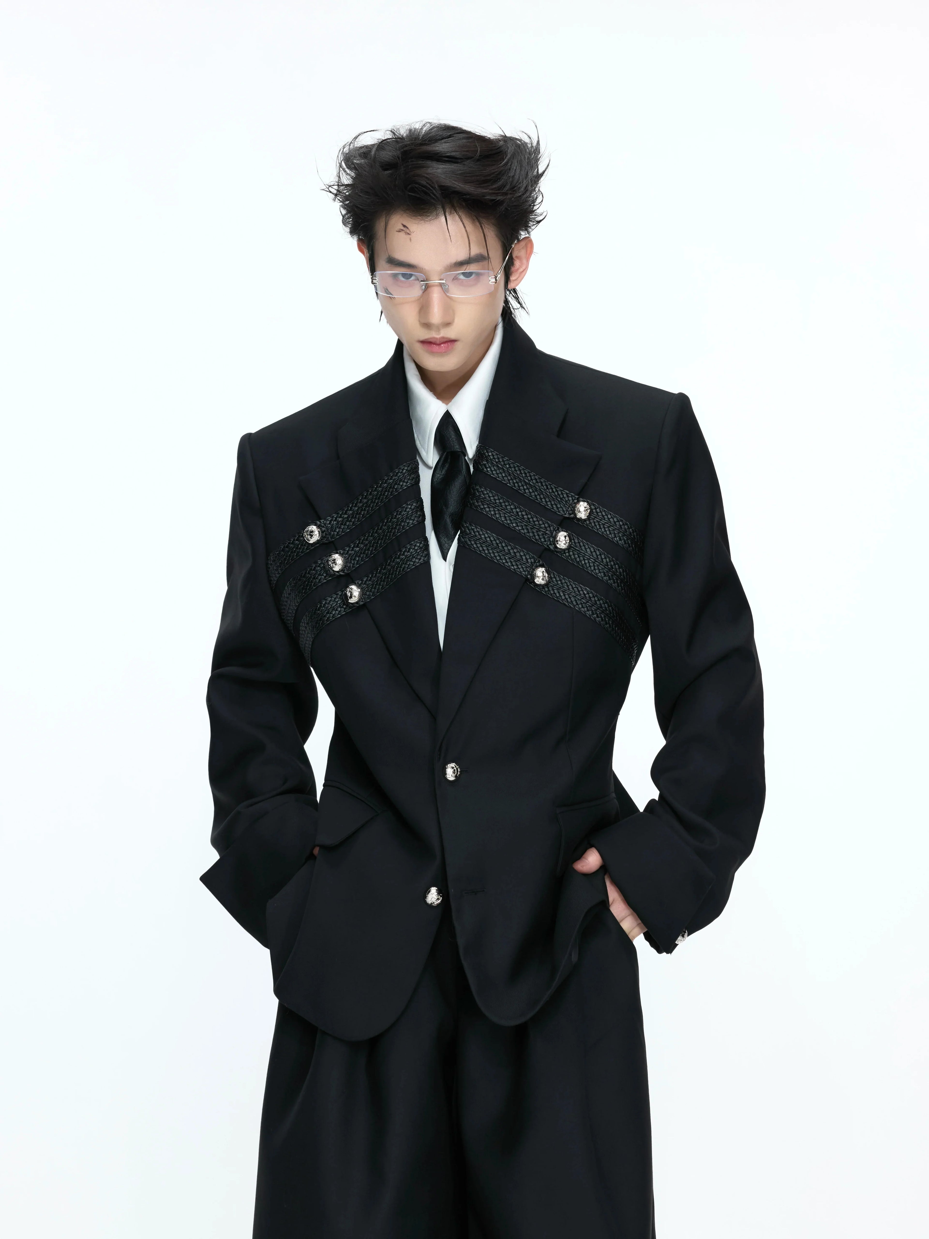 【26s Apr.】Silver Detail Double-Breasted Tailored Suit Set