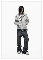 Hand-Waxed Stacked Flared Denim Jeans