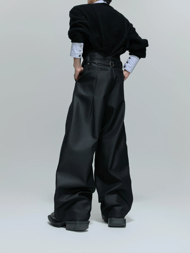 【25s Oct.】High-rise Smooth Fabric Pleated Trousers Main Image