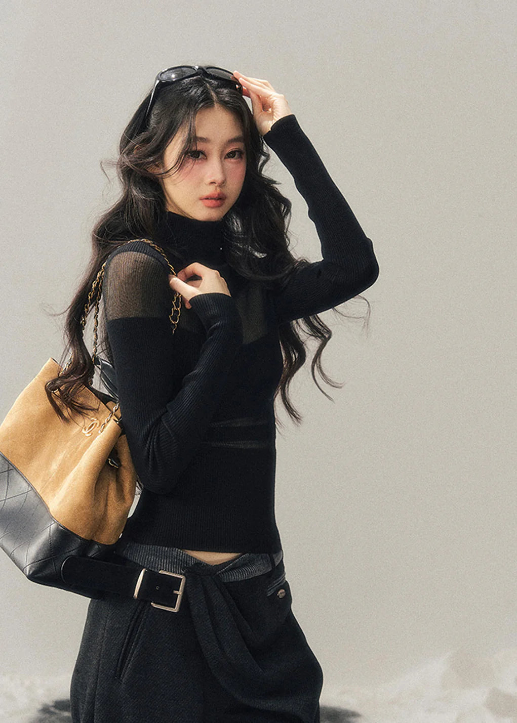 Shadow Lace Semi-Sheer Top