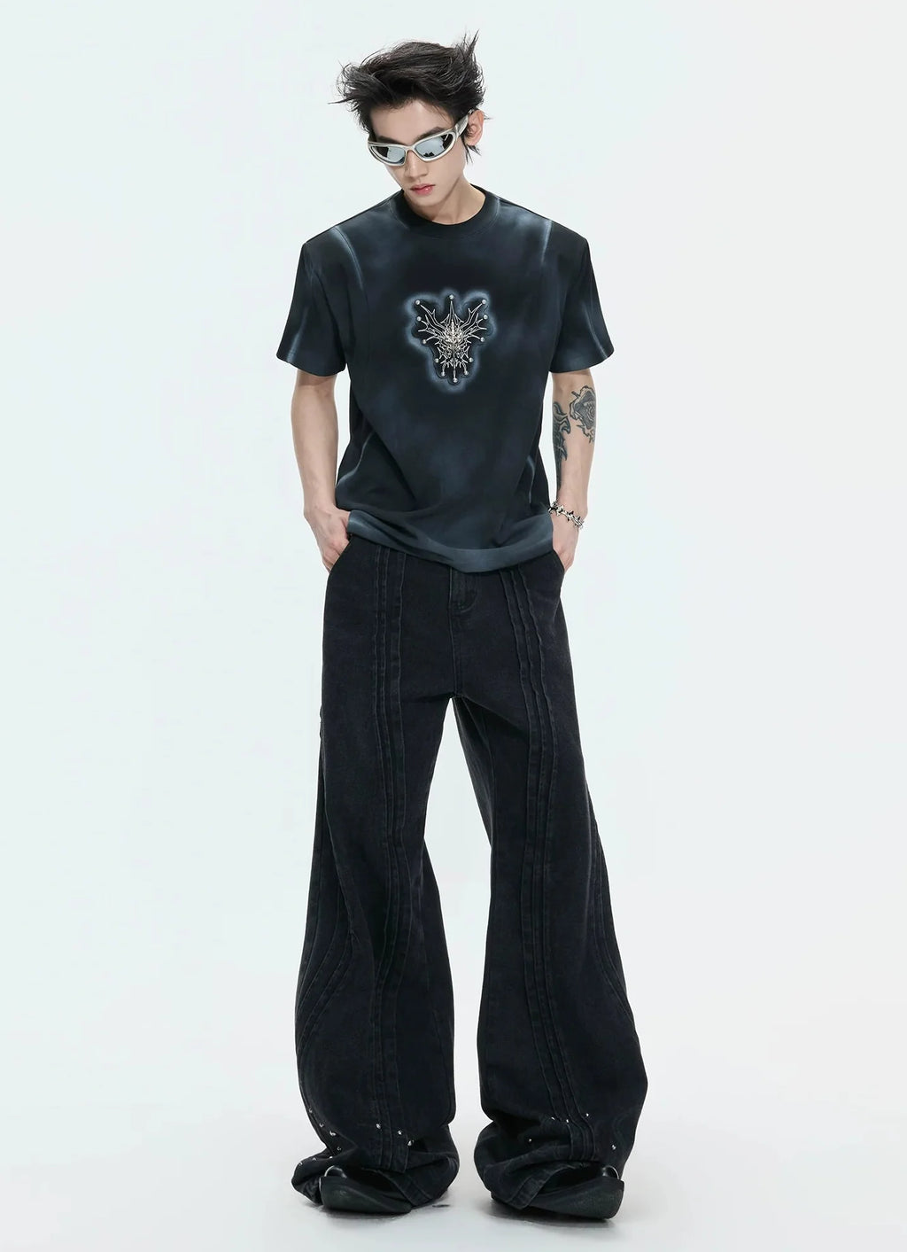 Hand-Painted Gradient Shoulder Tee
