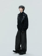 【25s Nov.】High-neck Plush Pearl Embellished Sweater