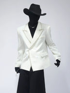 【26s Apr.】Crystal Embellished Padded Shoulder Blazer