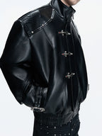 【26s Mar.】Snake-Embossed Aviator Leather Jacket