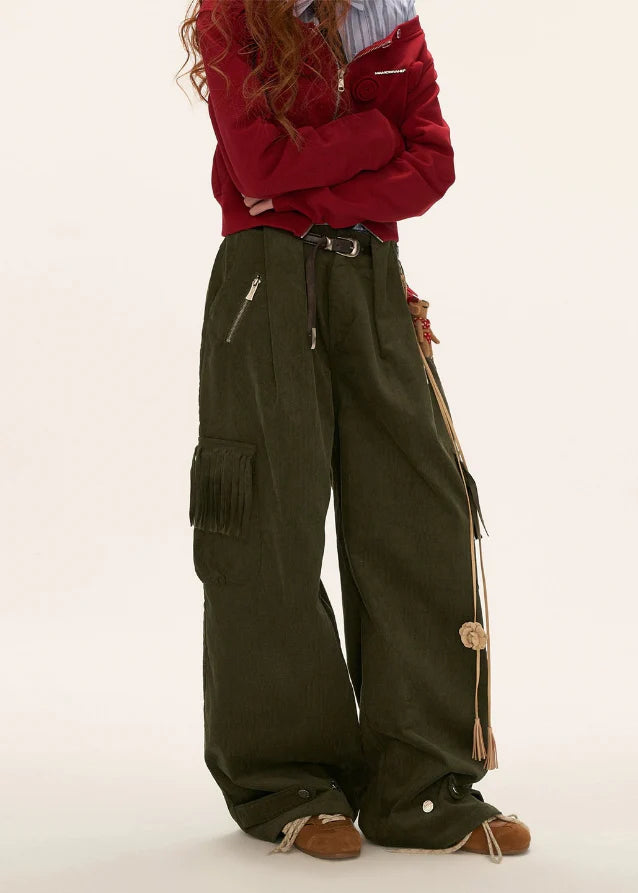 Fringed Cord Pants