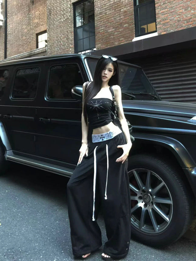 【26s Jan.】Boxing Velvet Curved Wide-Leg Denim Pants Main Image