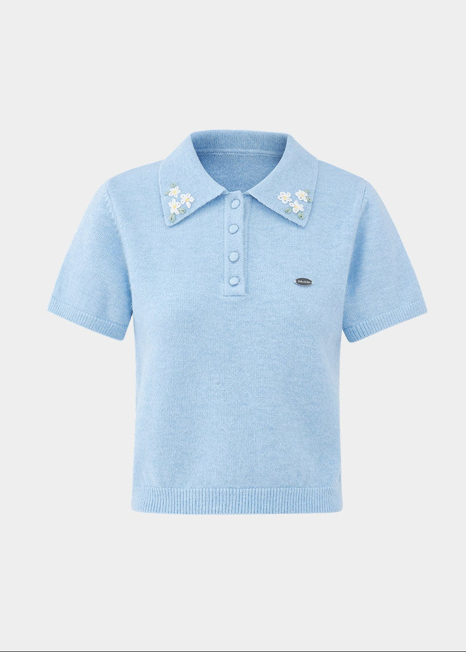 Skyline Embroidered Polo Knit