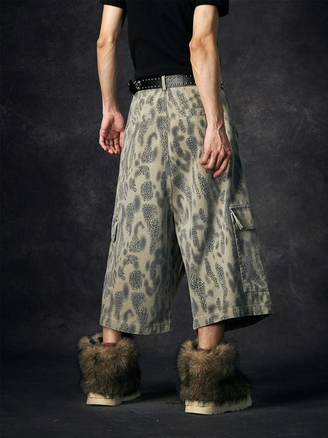 【25s Jun.】Leopard Print Ripped Pocket Cropped Pants Main Image