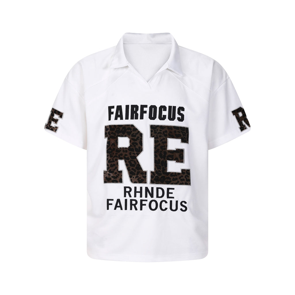 Leopard Embroidered Polo Jersey Tee