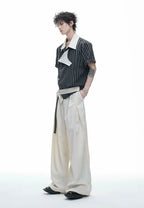 Embroidered Asymmetric Stripe Shirt Tee