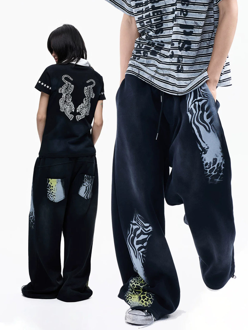 Double Waist Leopard Panel Sweatpants