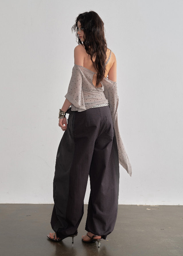 Retro Flow Shawl Halter Top
