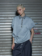 【25s Jun.】Sequined Safety Pin Polo Shirt T-shirt