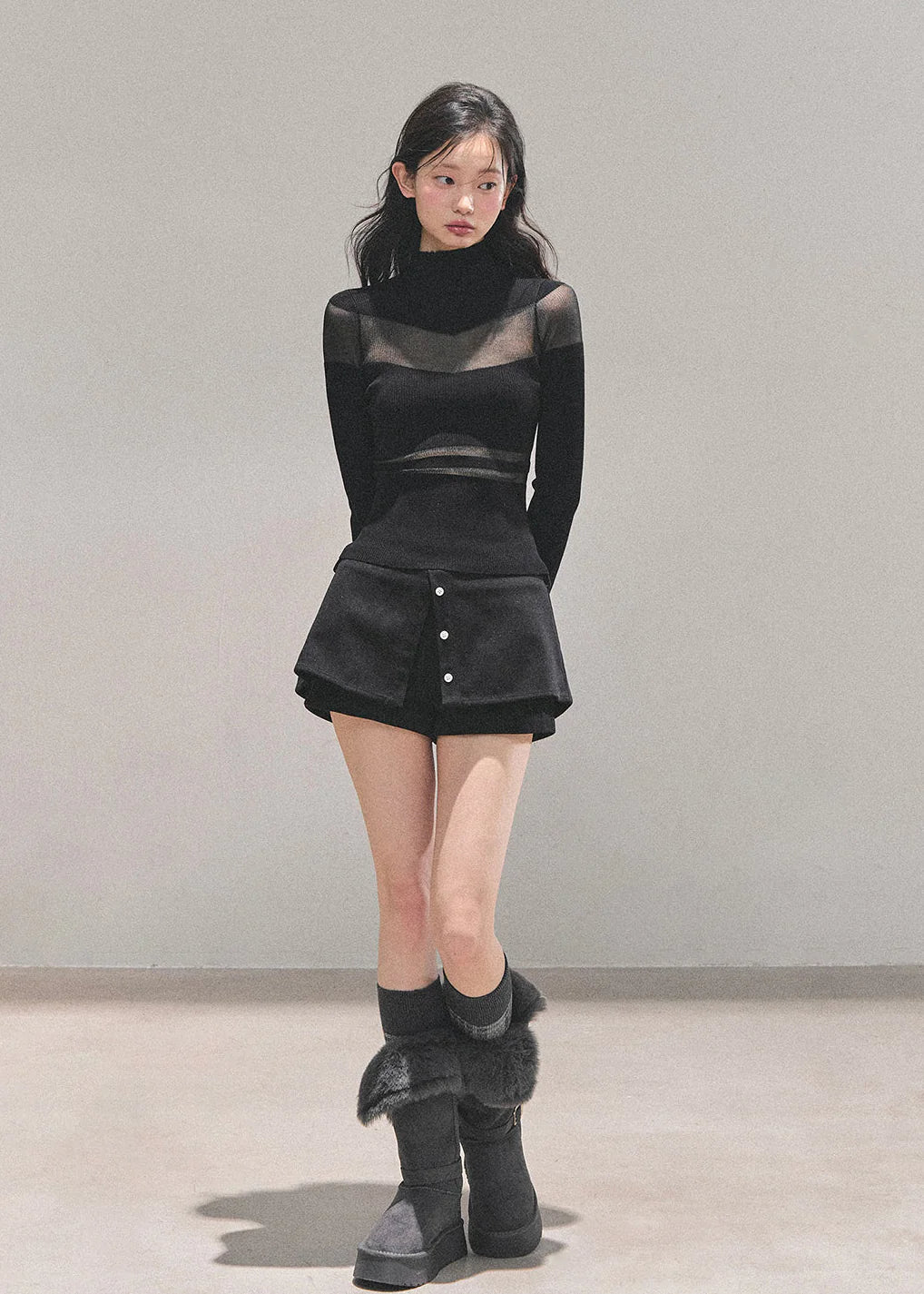 Shadow Lace Semi-Sheer Top