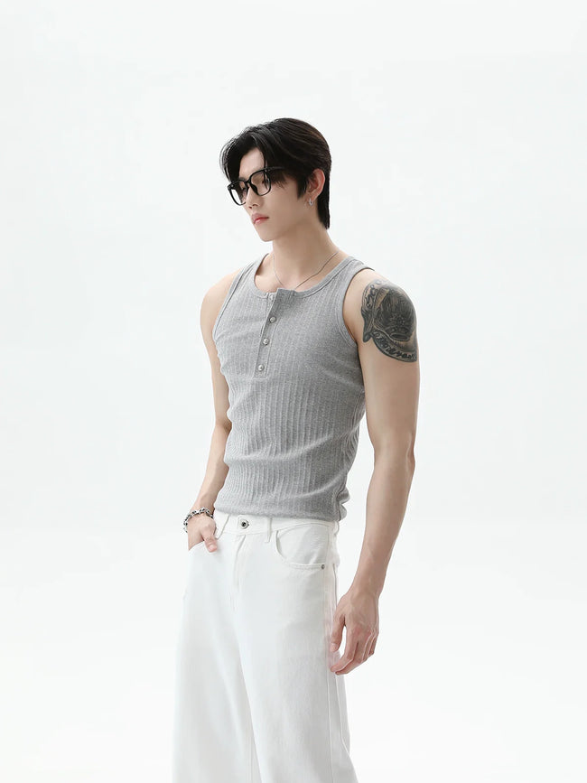 【25s Aug.】Minimalist Solid Color Crew Neck Tank Top Main Image