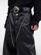 【23s October.】Snake Print Zipper Design Pu Leather Pants