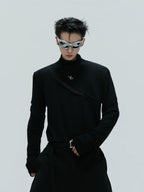 【25s Nov.】High-neck Deconstructed Base Layer High-elastic Metallic T-shirt