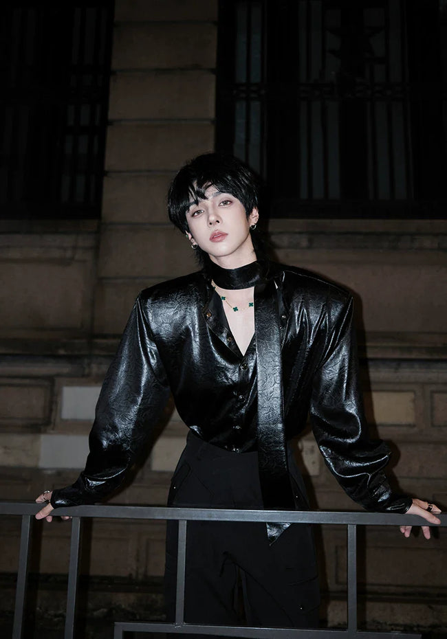 【26s Jan.】Minimal Leather Long-Sleeve Shirt Jacket Hover Image