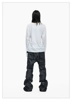 Hand-Waxed Stacked Flared Denim Jeans