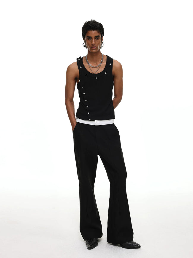 【26s May】Asymmetric Button Deconstructed Slim Tank Top Main Image