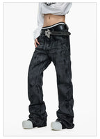 Hand-Waxed Stacked Flared Denim Jeans