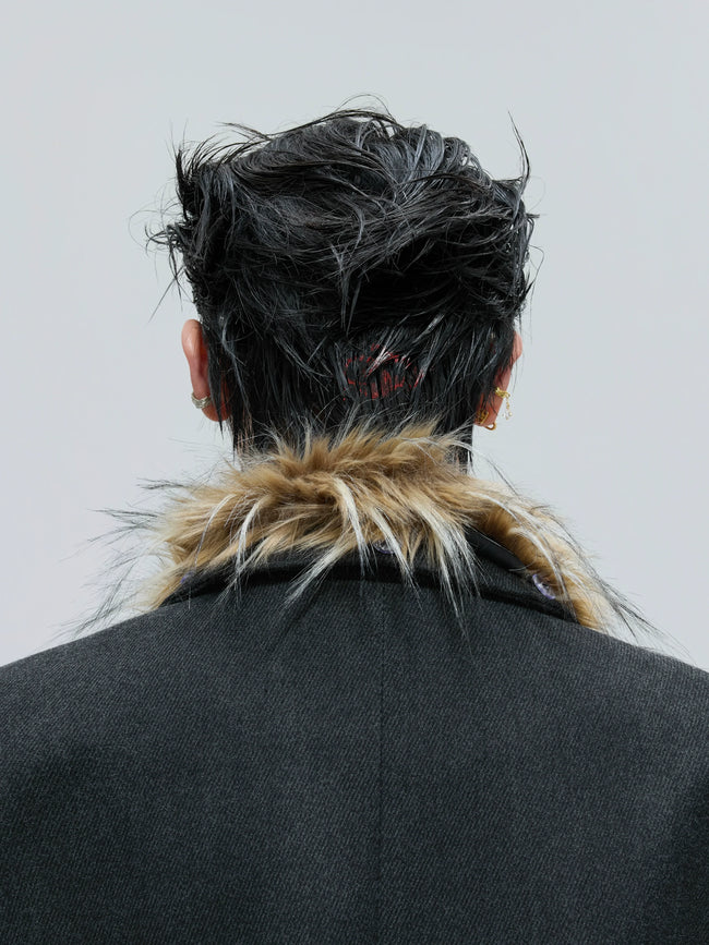 【25s Nov.】Elegant Detachable Fur Collar Wool Suit/Trousers Main Image