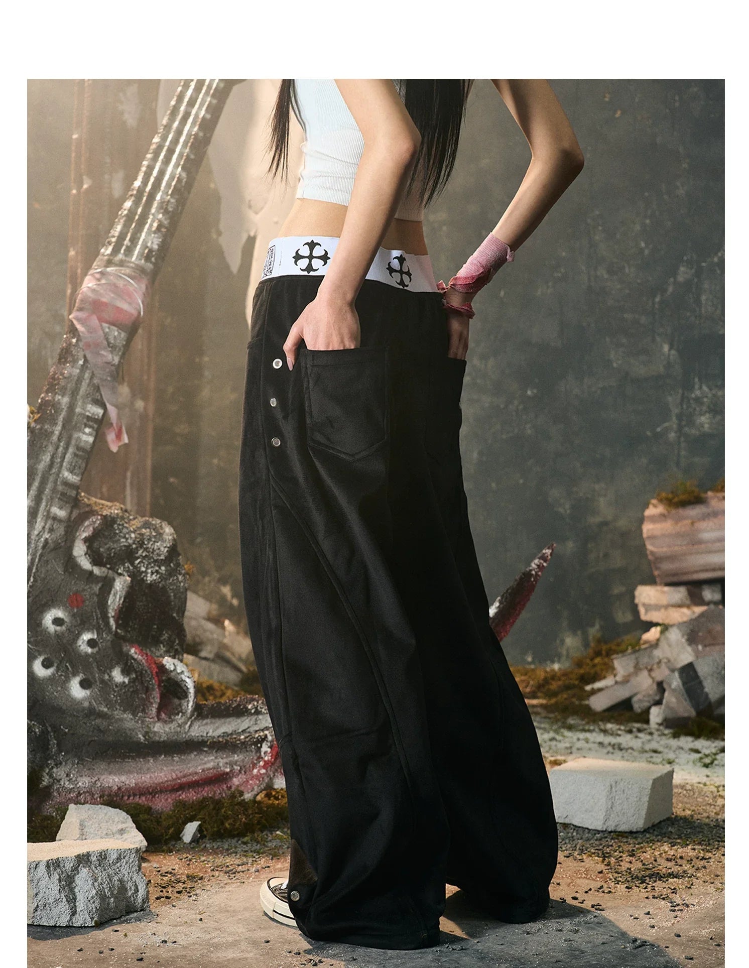 【26s Jan.】Boxing Velvet Curved Wide-Leg Denim Pants