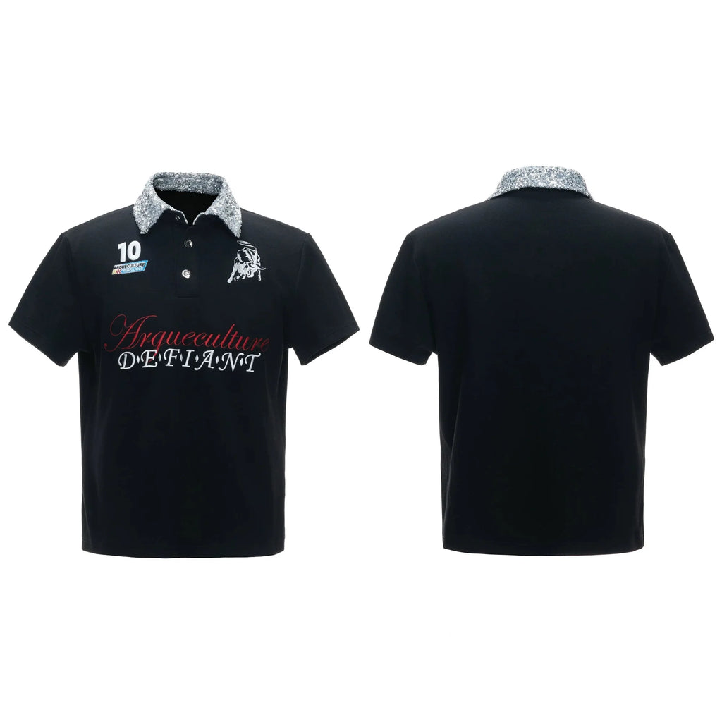 Contrast Sequin Polo Tee
