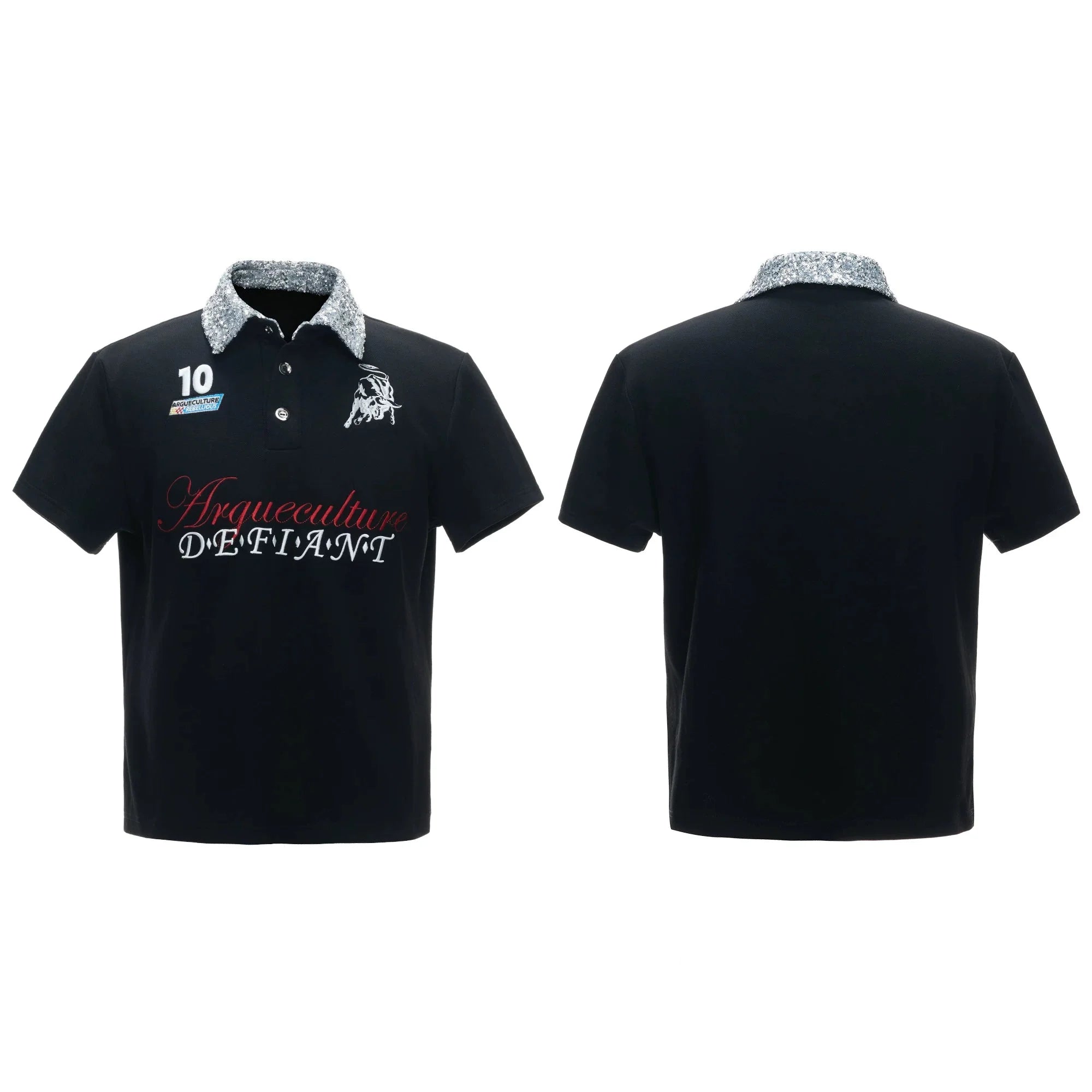 Contrast Sequin Polo Tee