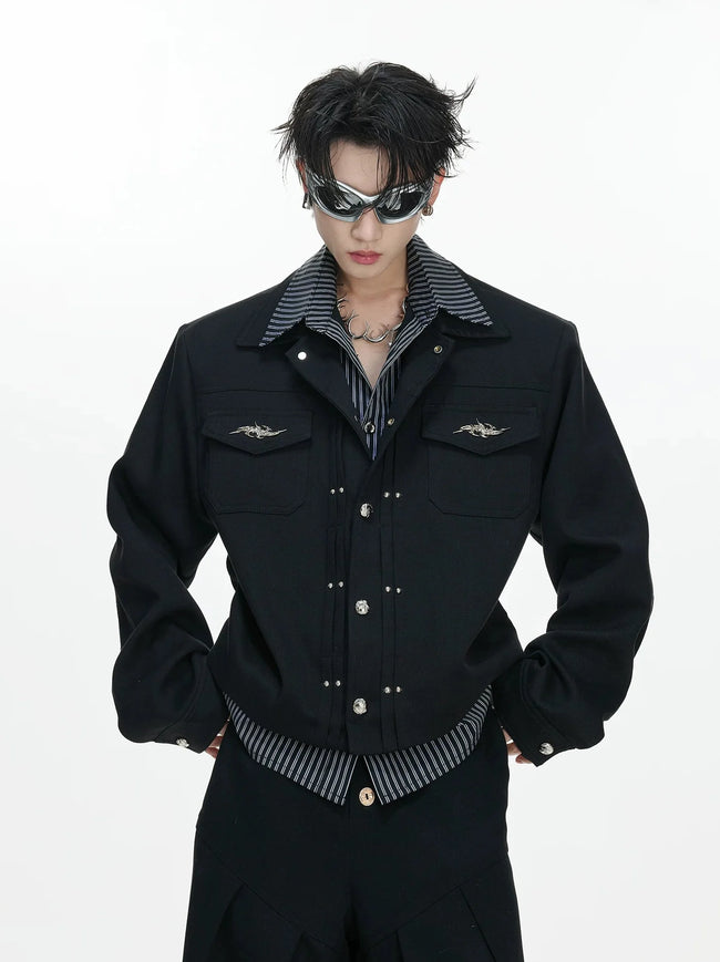 26s Feb.】Striped Faux-Layer Short Jacket Hover Image