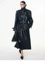 【26s May】Deconstructed PU Leather Double-Breasted Trench Coat