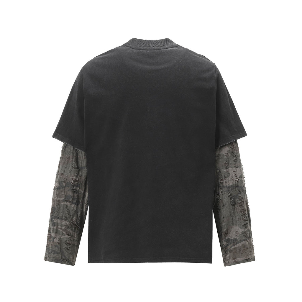 Layered Distressed Washed Long Sleeve Tee