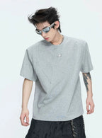 【26s May】Studded Deconstructed Boxy Shoulder Tee