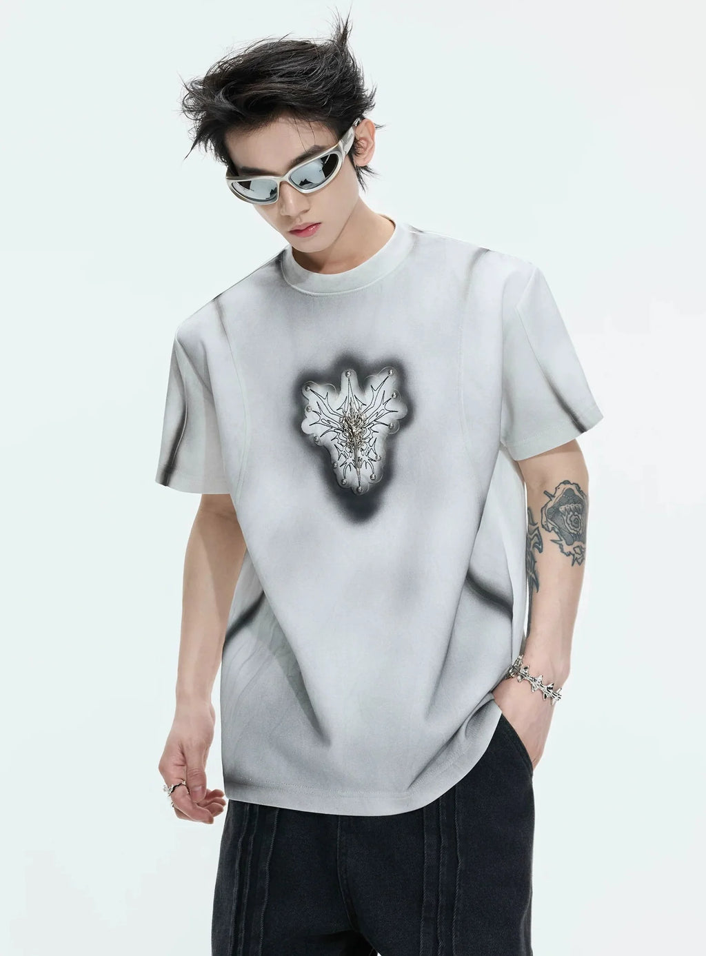 Hand-Painted Gradient Shoulder Tee