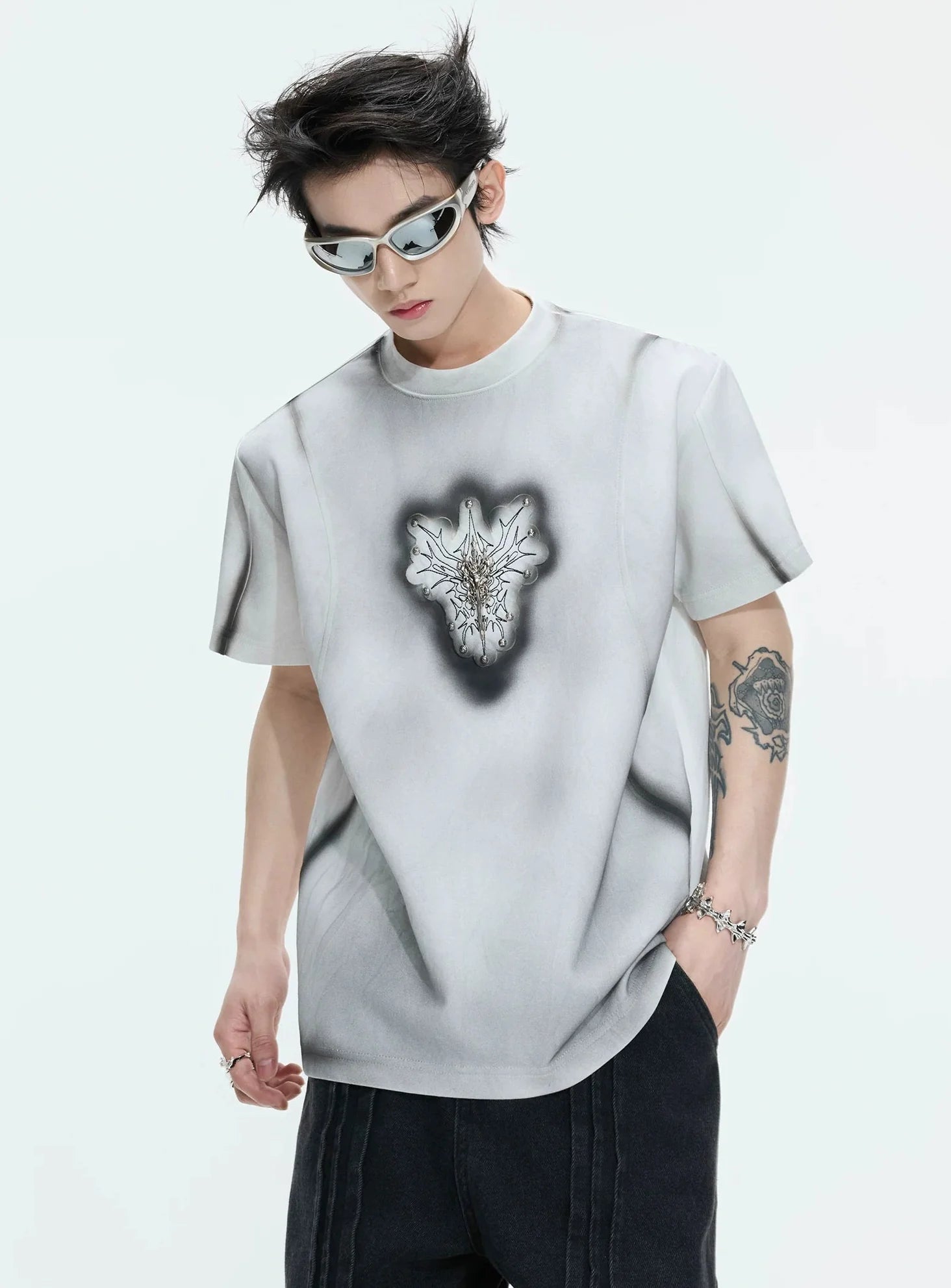 Hand-Painted Gradient Shoulder Tee
