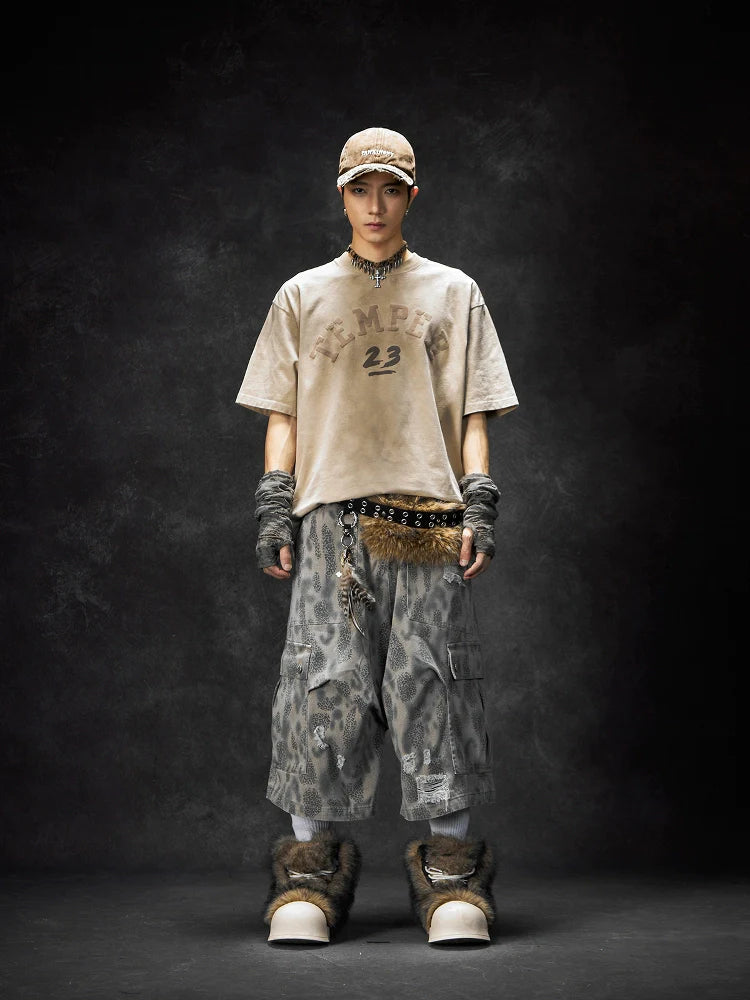 【25s Jun.】Leopard Print Ripped Pocket Cropped Pants