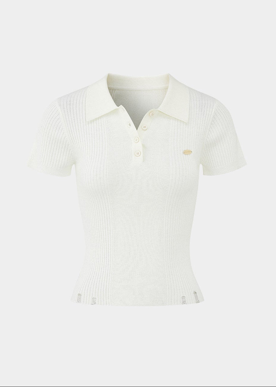 Soft Ivory Polo Knit