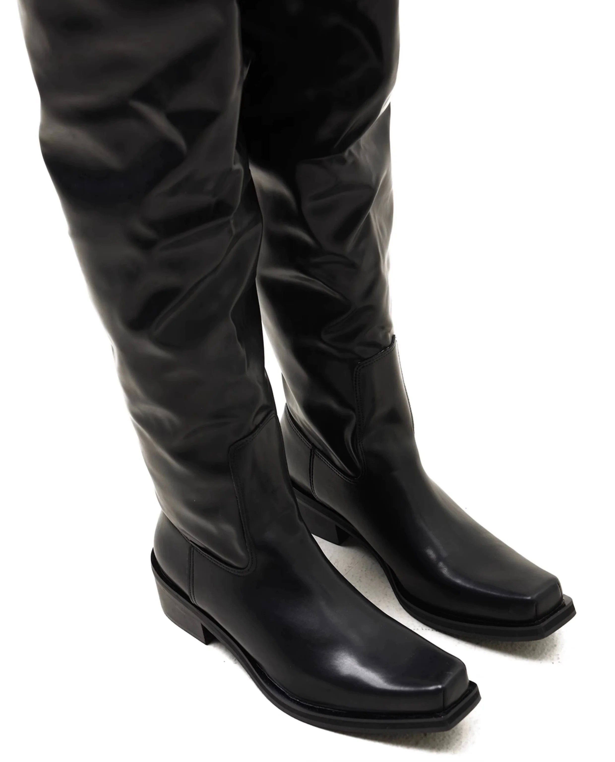 Square Toe Thick Sole Raised Toe Over the Knee High Boots
