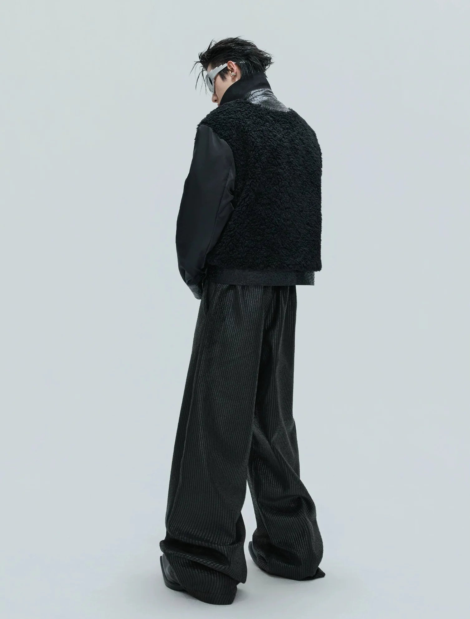 【25s Nov.】Ostrich Leather Aircraft Button Plush Leather Jacket