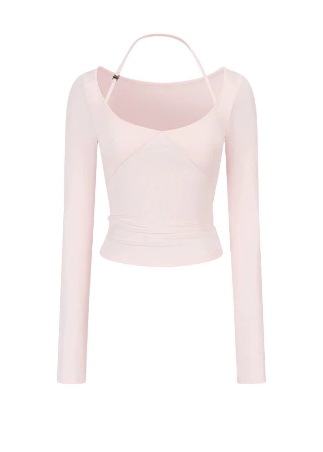Dual-Strap Minimal Halterneck Slim Top