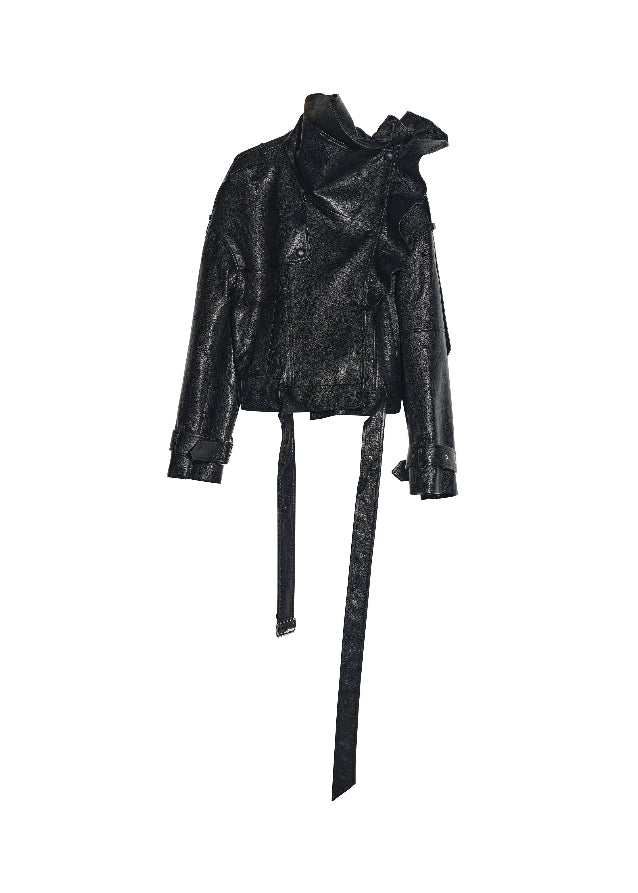Play Mode Ruffle Leather Jacket