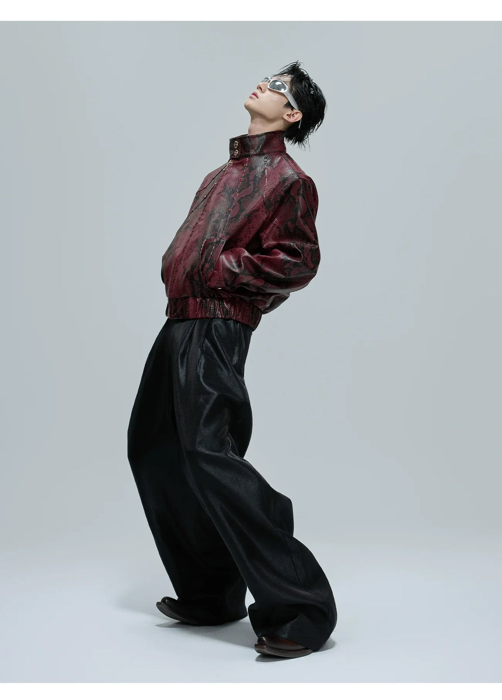 【25s Oct.】Python Textured Leather Fashion Jacket