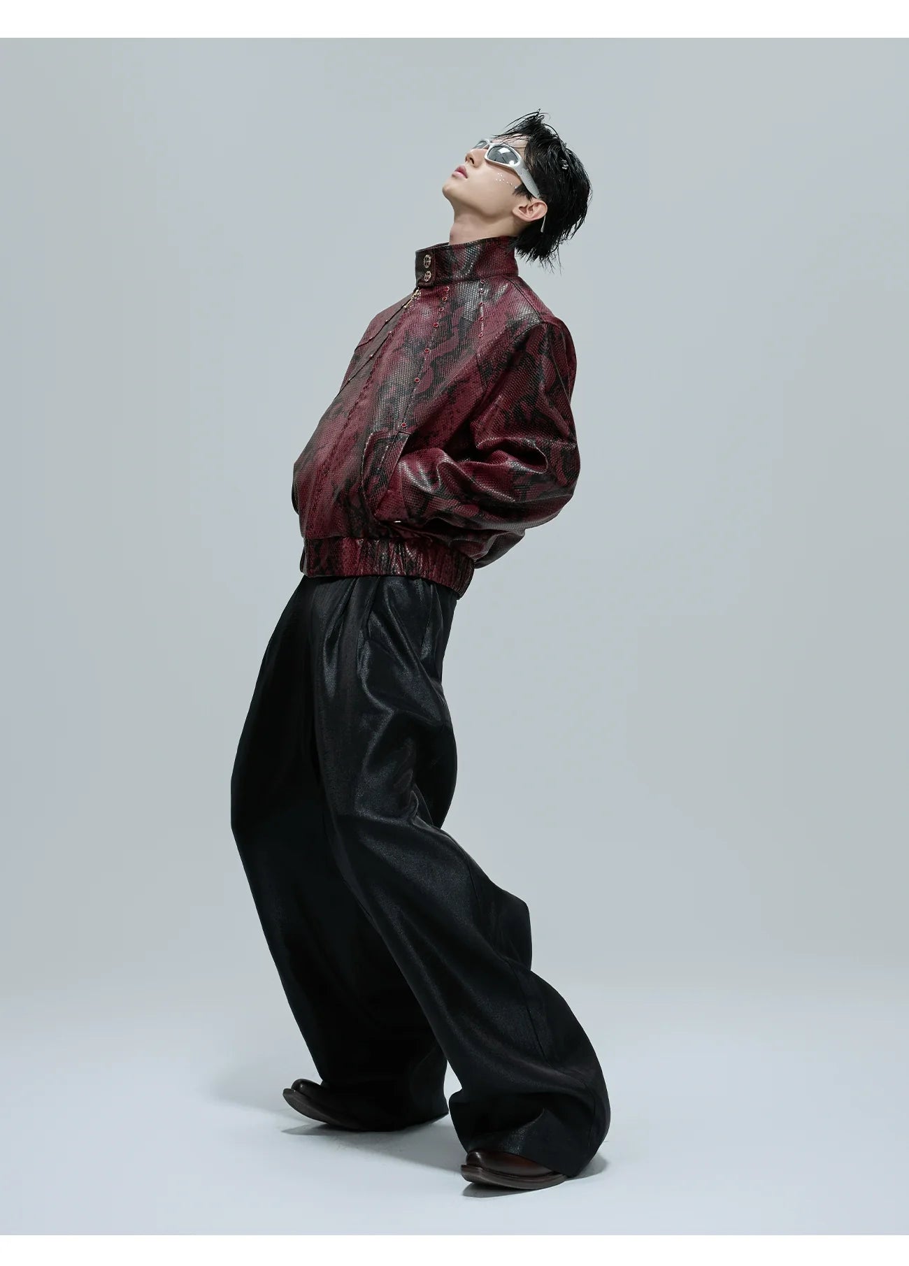 【25s Oct.】Python Textured Leather Fashion Jacket
