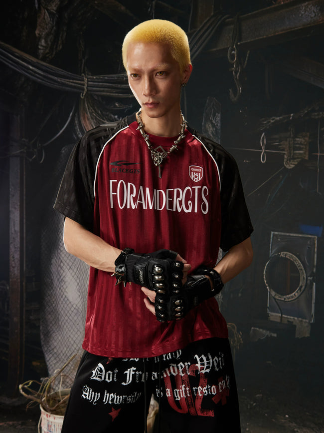 Red Black Contrast Jersey Tee Hover Image
