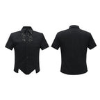 Structured Stand Collar Asymmetric Shirt