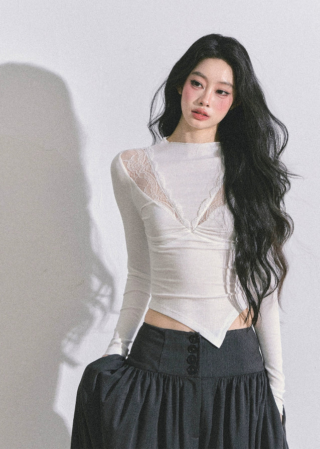 Fleur Irregular Lace Patch Long Sleeve