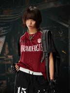 Red Black Contrast Jersey Tee