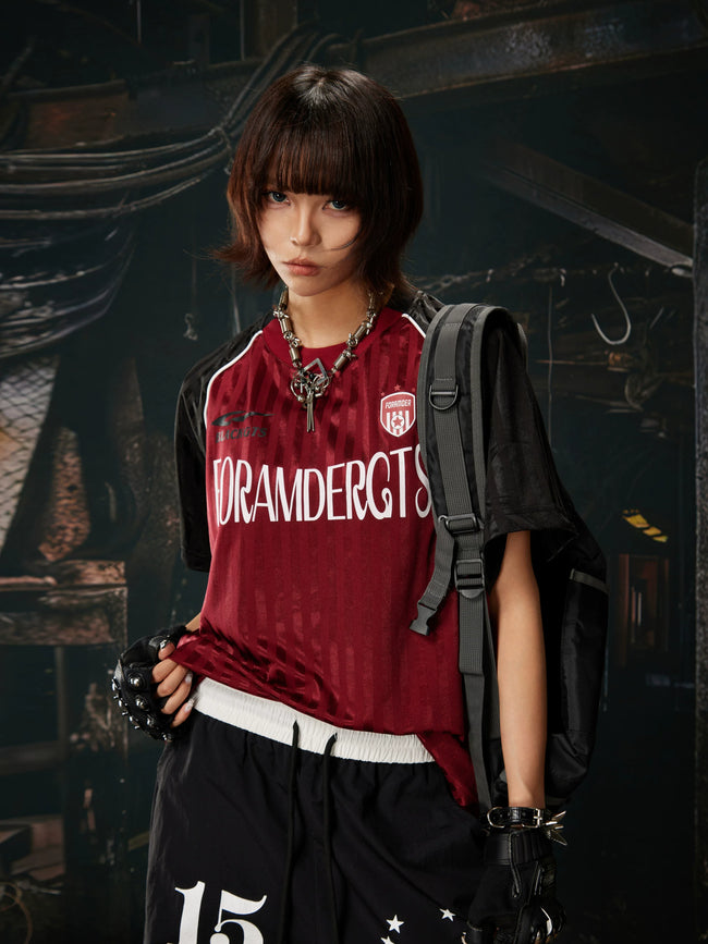 Red Black Contrast Jersey Tee Main Image